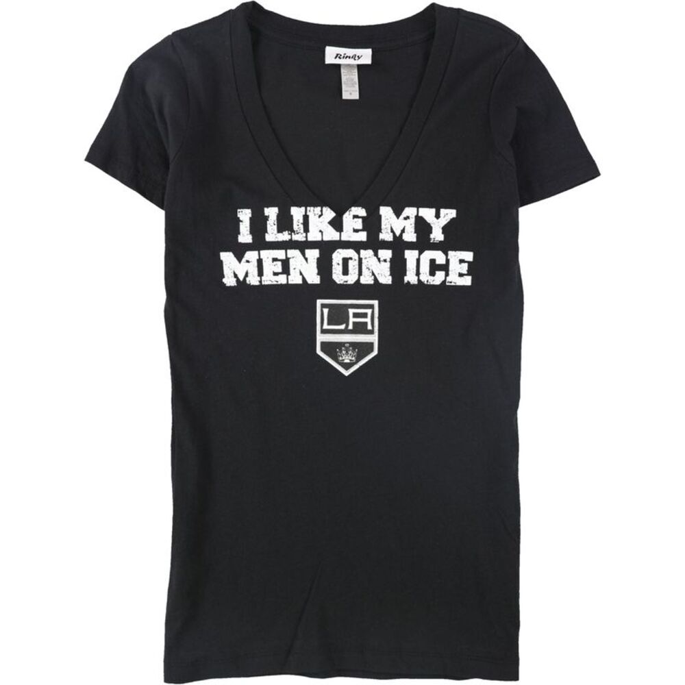 Rinky Womens I Like My Men On Ice Graphic T-Shirt, NWT